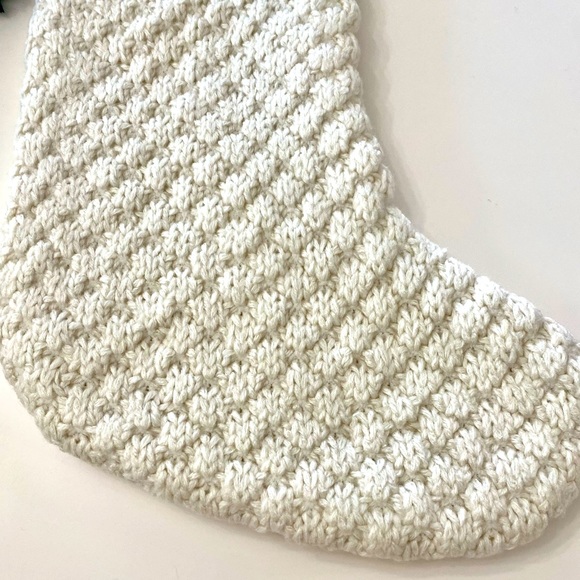 North Pole Trading Company Ivory Knit C Monogrammed Tassel Christmas Stocking - Picture 2 of 6